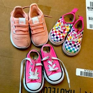 3 pairs toddler shoes adidas converse vans